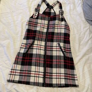 Plaid overalls dress